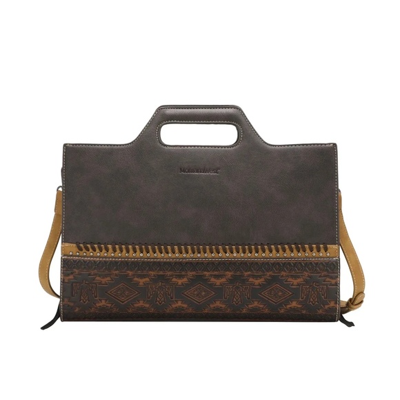 Montana West Handbags - Montana West Aztec Laptop Case Coffee NWT